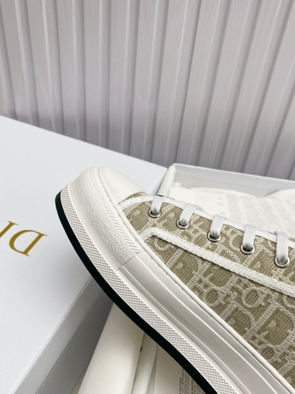 Dior Oblique Logo Woven Canvas Platform Sneakers Vintage Neutral Walking Shoes - Picture 5 of 9